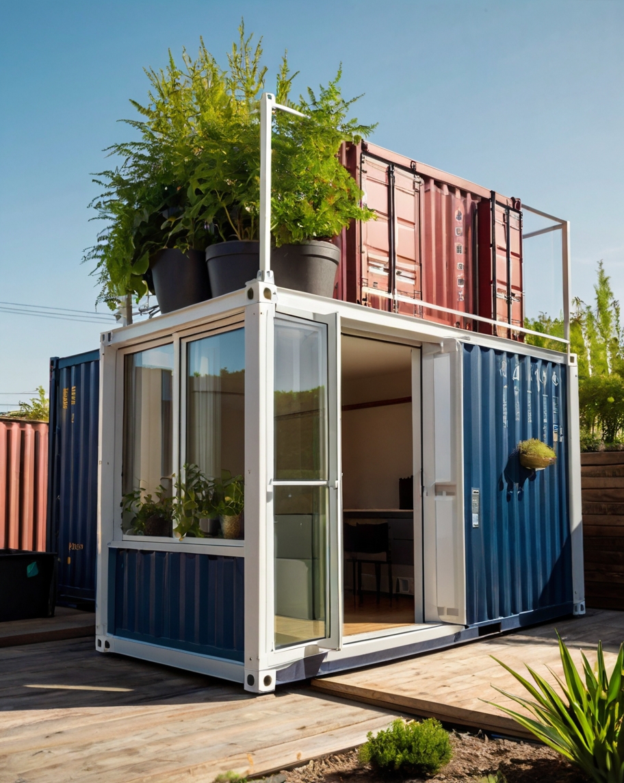 Default container house with little garden and window planter 2