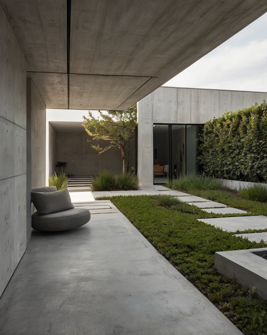 Default minimalist concrete open house with garden 1
