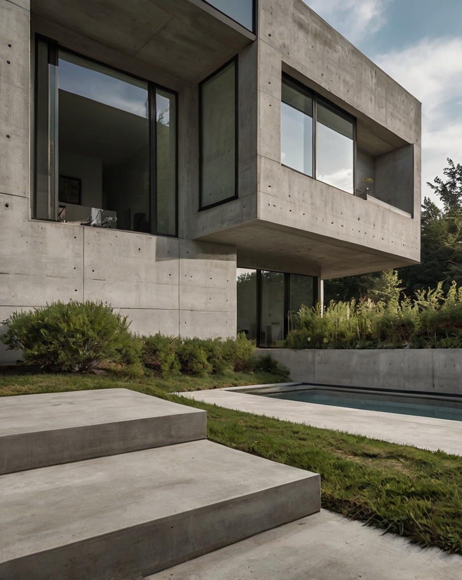 Default minimalist concrete open house with garden 2
