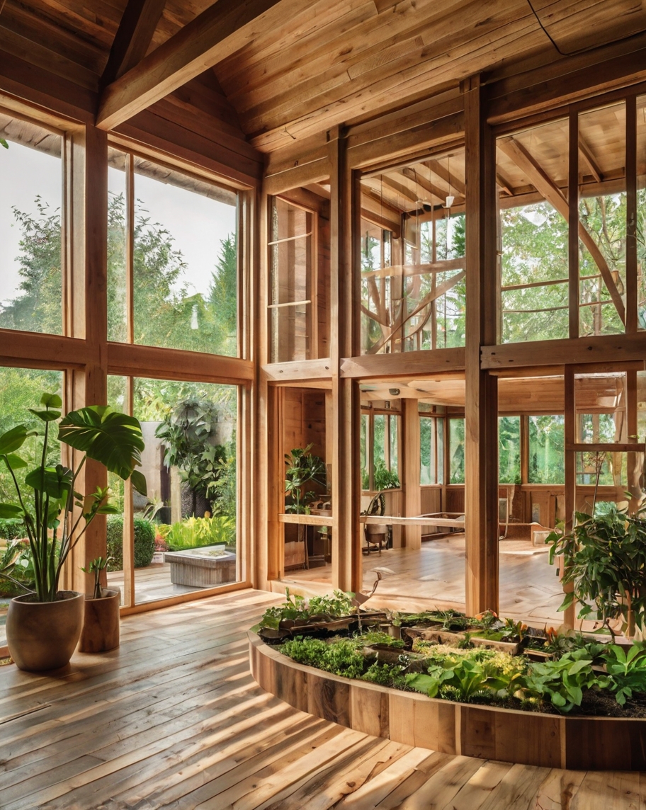 Default wooden house with indoor little garden 0