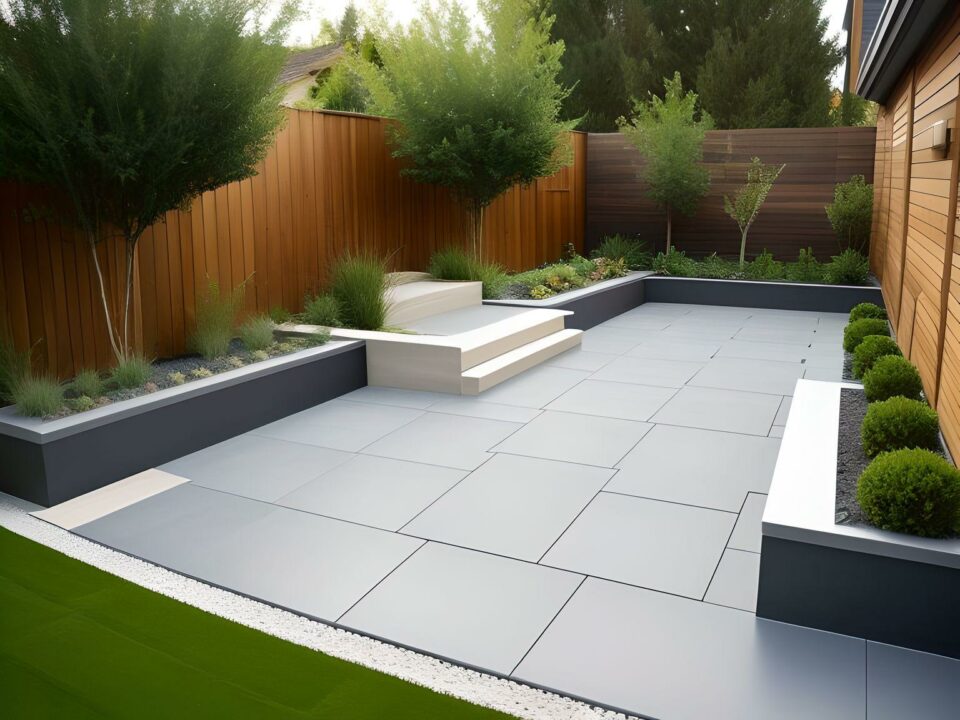 backyard patio concept with pavers