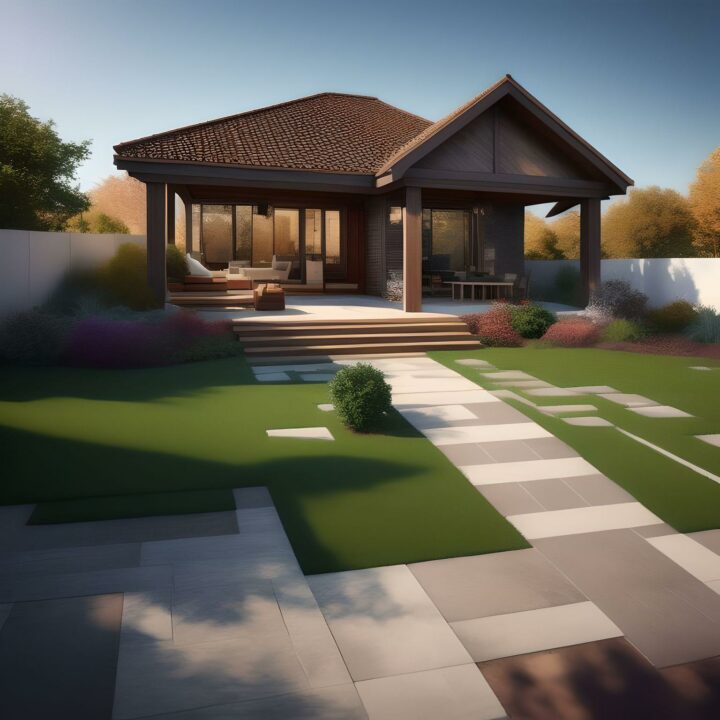 house model with pavers concept