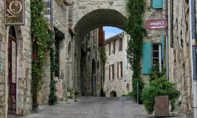 vezenobre gard medieval village pavers provence france facades