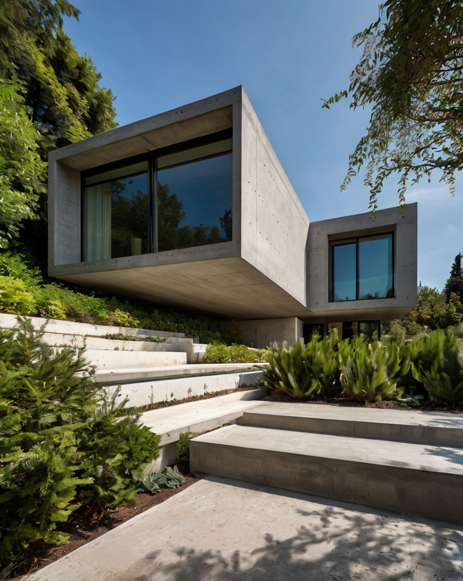Default Minimalist concrete House with Elegant Gardens Ideas 1