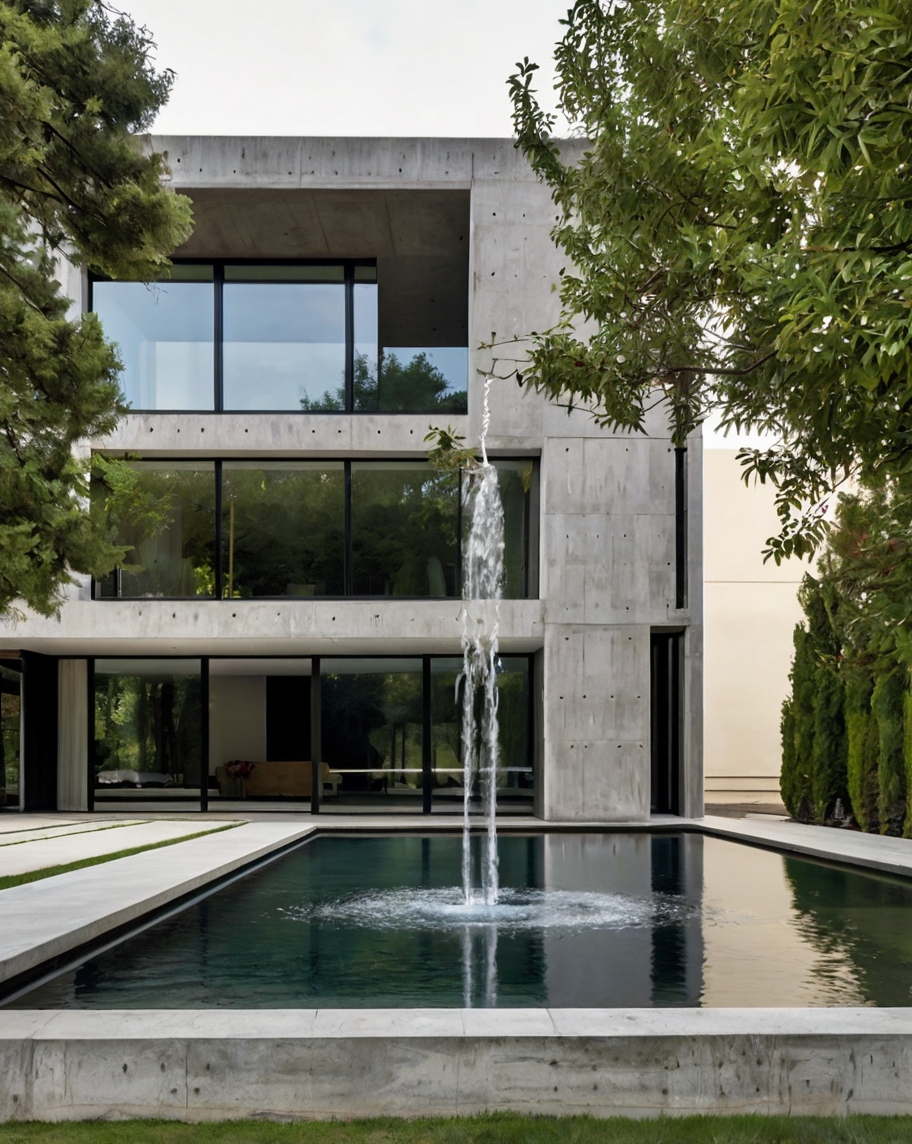Default Minimalist concrete House with Elegant Gardens Ideas a 1