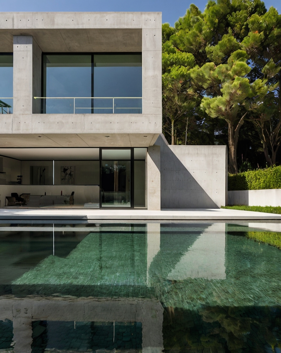 Default Minimalist concrete House with Elegant Gardens Ideas a 2