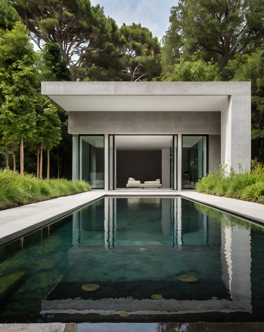 Default Minimalist concrete House with Elegant Gardens Ideas a 3