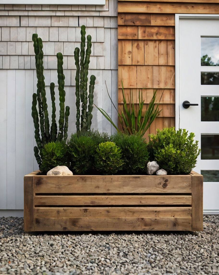Default Minimalist house with Rustic Outdoor Planter Ideas 2
