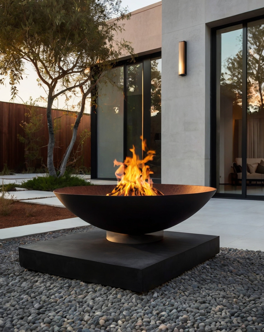 Default Minimalist house with fire pit design of Classic cast 0