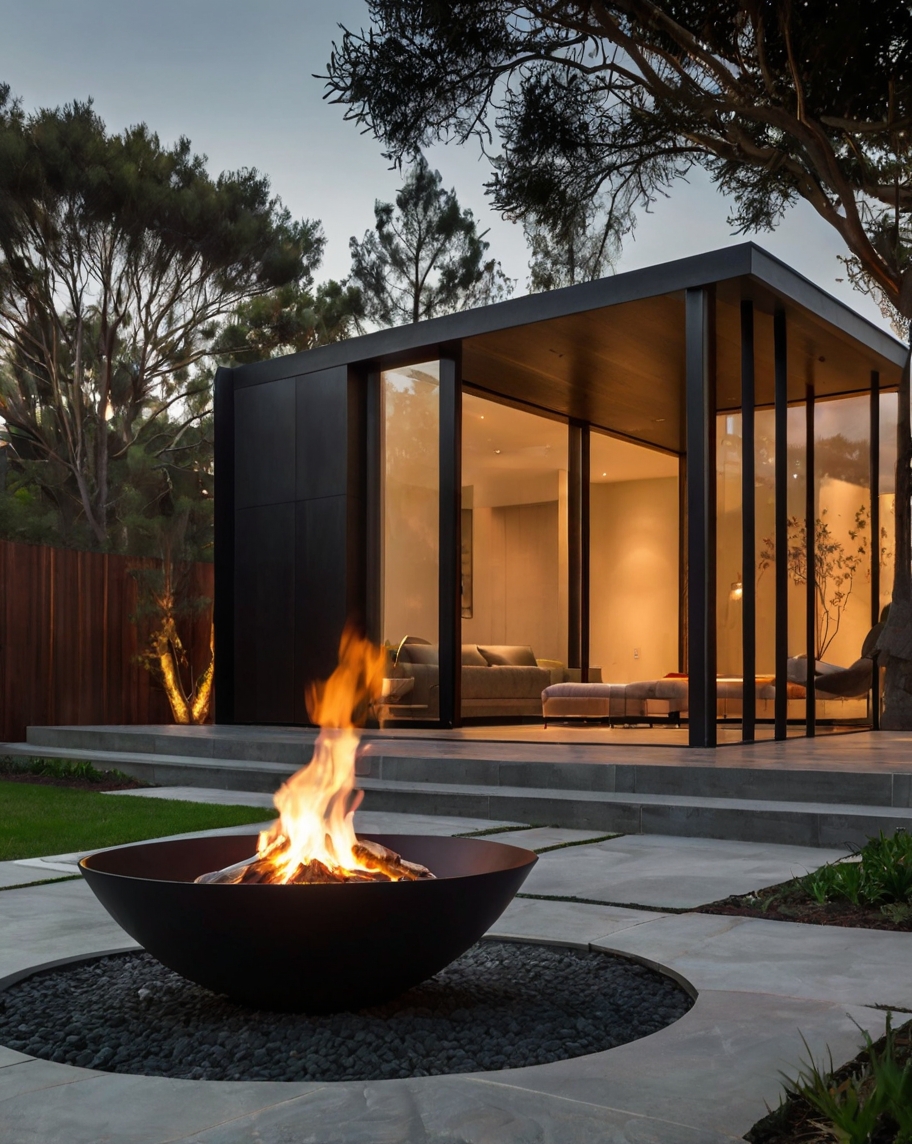 Default Minimalist house with fire pit design of Classic cast 1