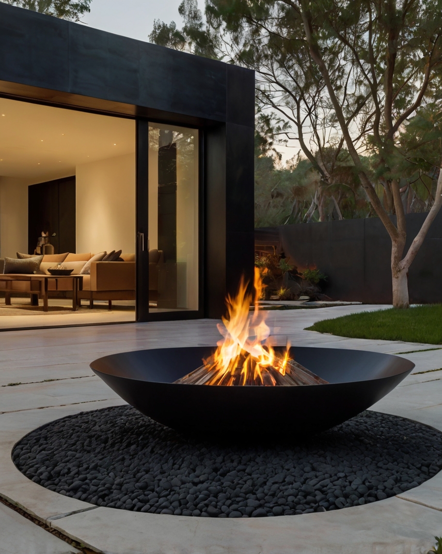 Default Minimalist house with fire pit design of Classic cast 3