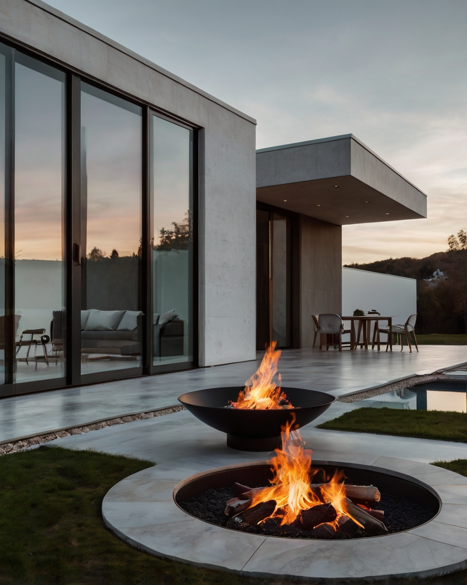 Default Minimalist house with table of Fire Pit 1