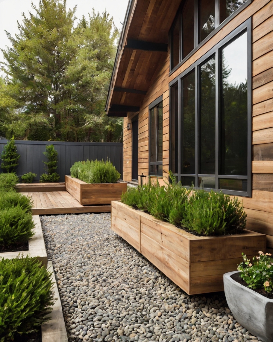 Default Minimalist wooden house with Rustic Outdoor Planter Id 0