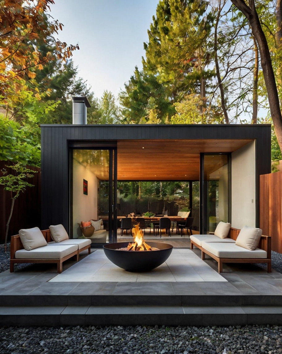 Default minimalist house with backyard ideas with firepit 0