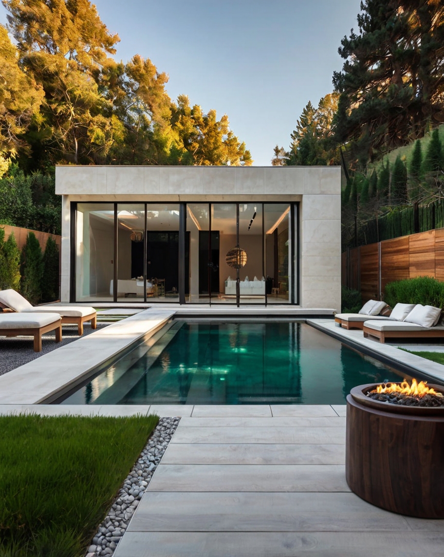 Default minimalist house with backyard ideas with pool and spa 3