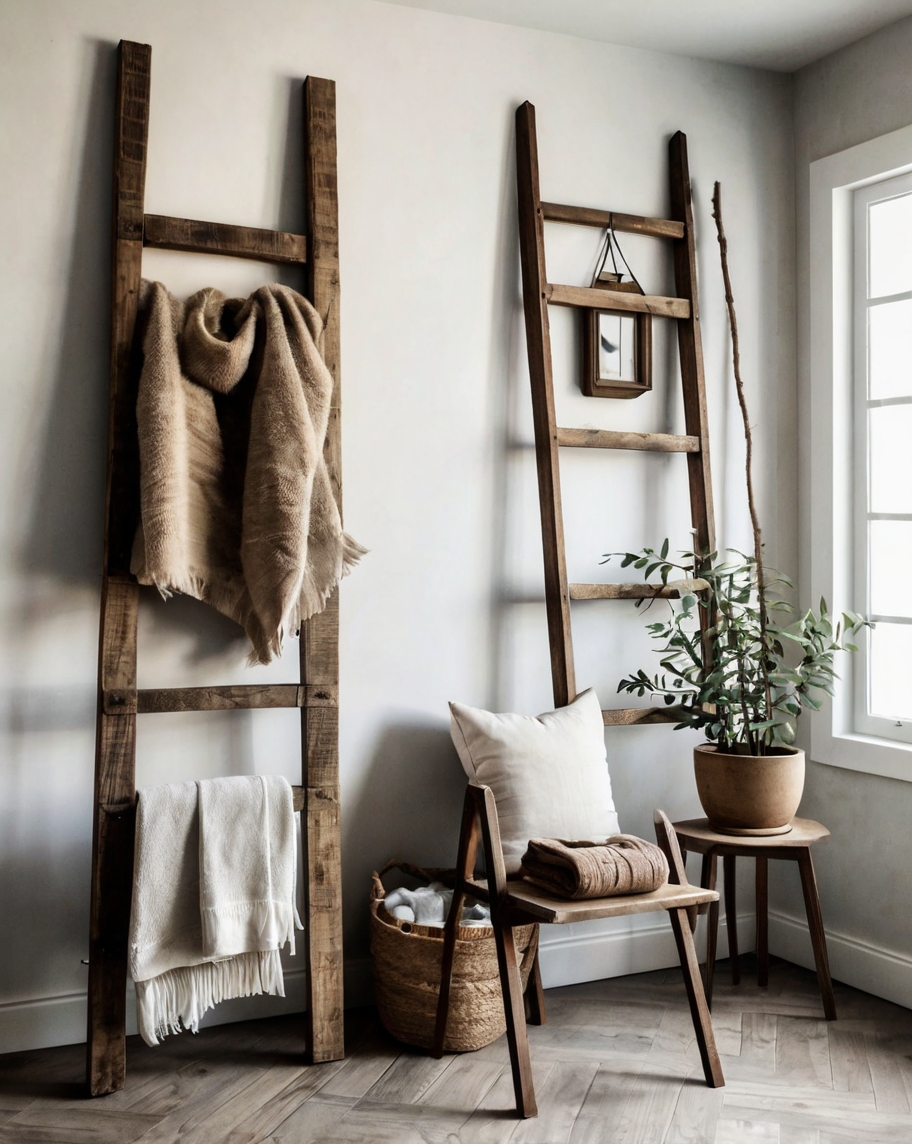 Default minimalist living room with Rustic Decorative Ladder d 0 (2)