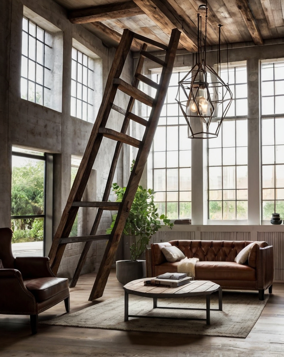 Default minimalist living room with Rustic Decorative Ladder d 0 (3)