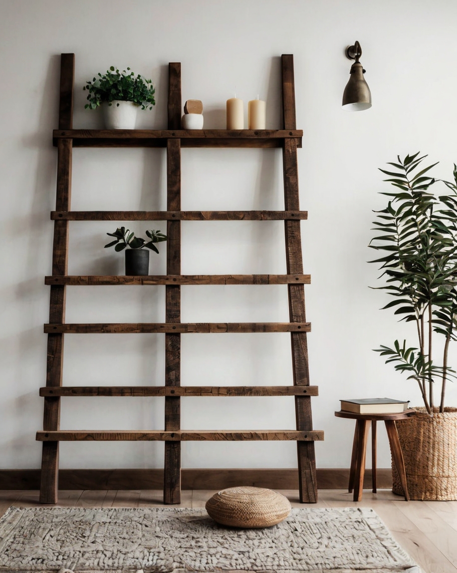Default minimalist living room with Rustic Decorative Ladder d 2 (4)