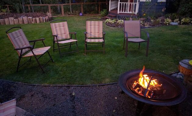 backyard fire pit chairs summer evening