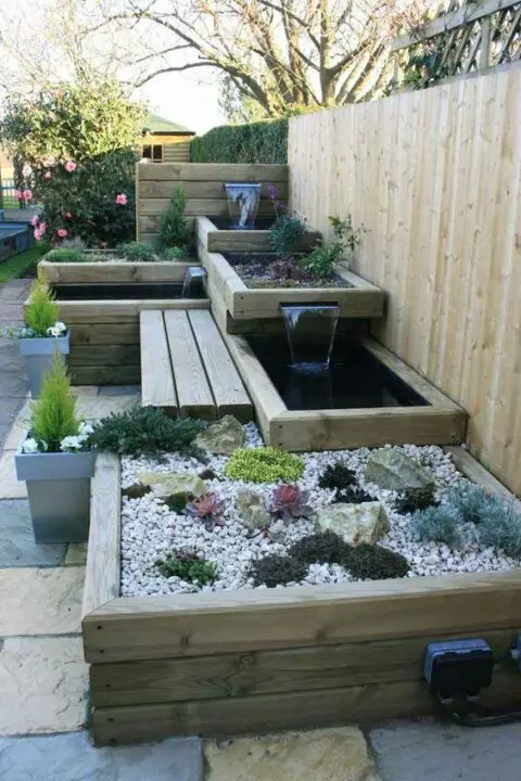 patio design with raised planters ideas