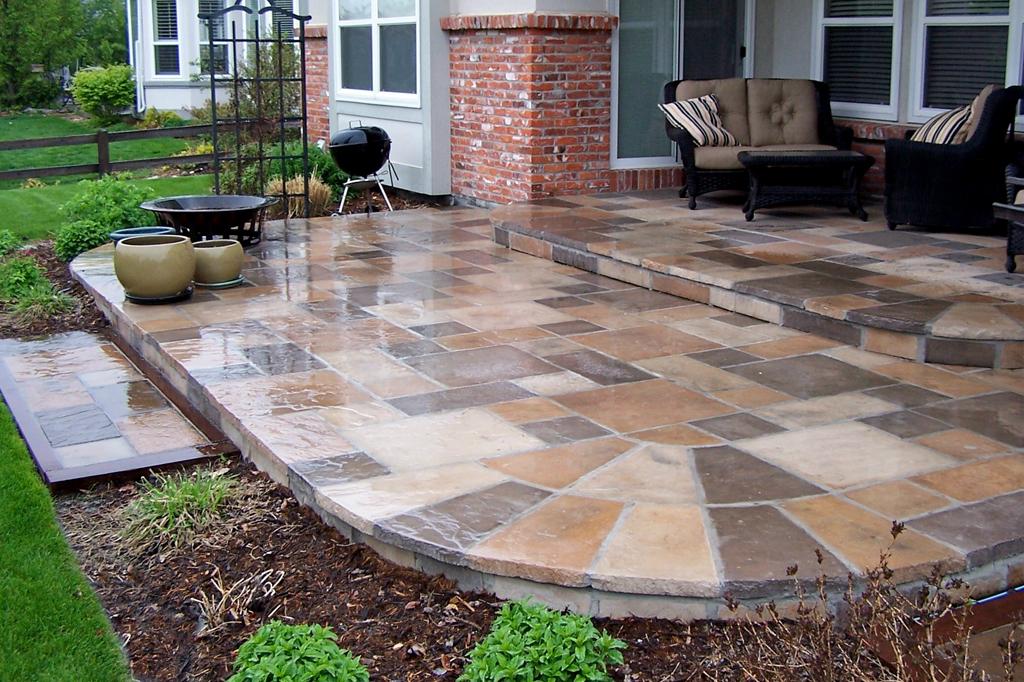 paving stone for front yard design with garden ideas