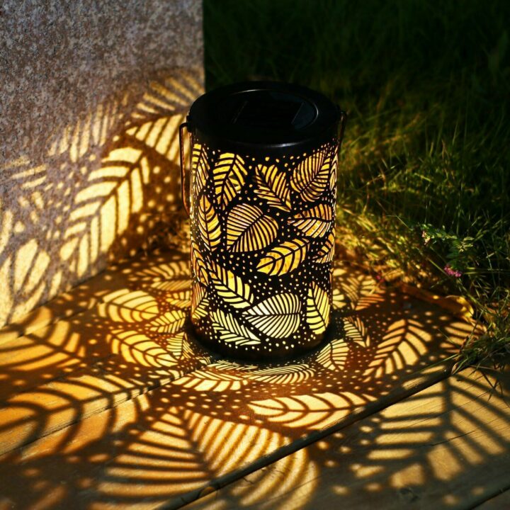 solar lantern lights outdoor garden hanging metal lamps