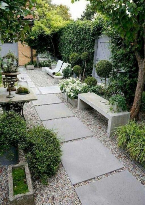 yard landscaping with paving and stone ideas