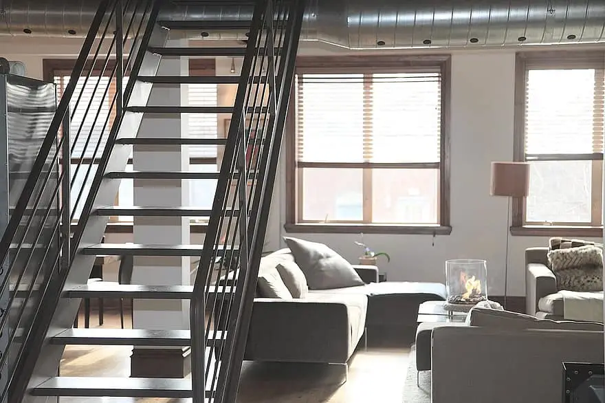 apartment accommodation flat loft domicile habitation stairs modern interior