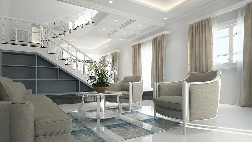 interior living room furniture neoclassical design luxury 3d white room