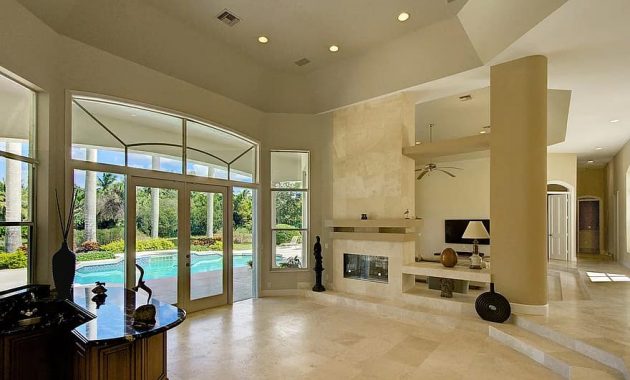 living room fireplace private estate luxury home parkland florida