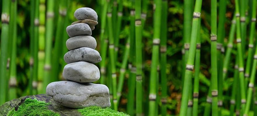 zen garden meditation monk stones bamboo rest relaxation patience