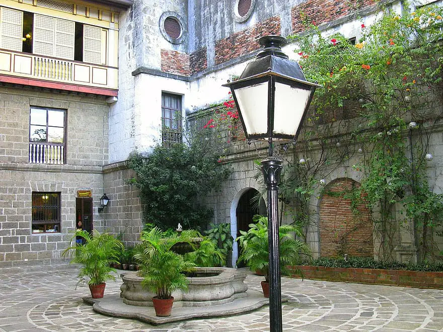 backyard patio street lamp court buildings courtyard architecture building landmark