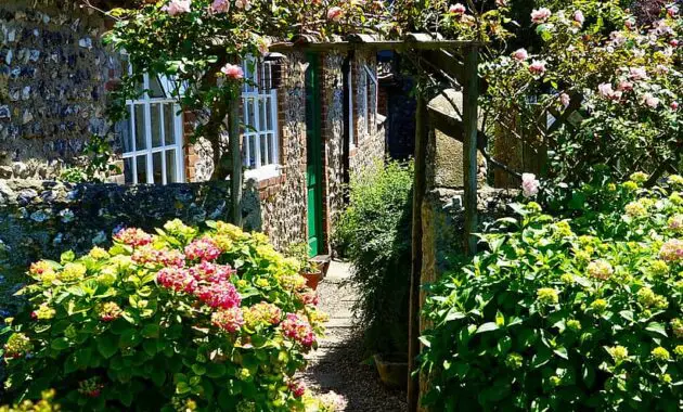 garden path green summer gardening flower outdoor stone pathway