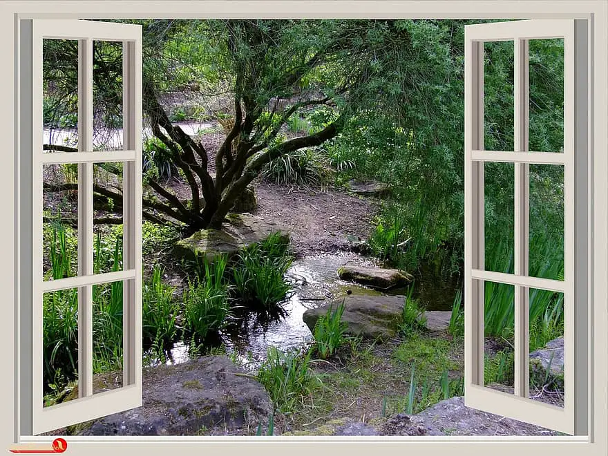 window garden window frames outlook bach small stream park south park dusseldorf