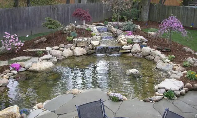 Beautiful Fish Pond with Pavers Around