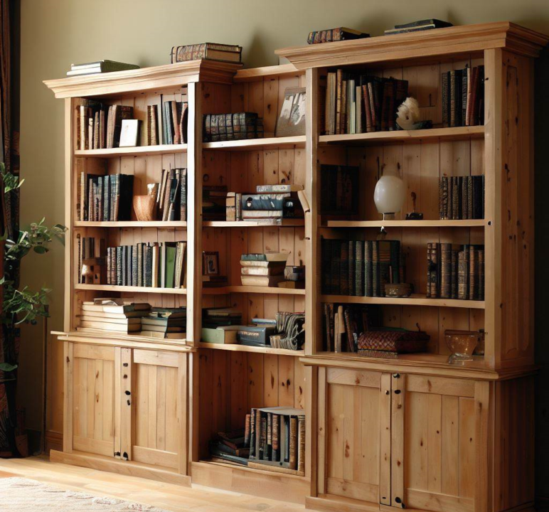 Alder Wood Rustic Bookcases