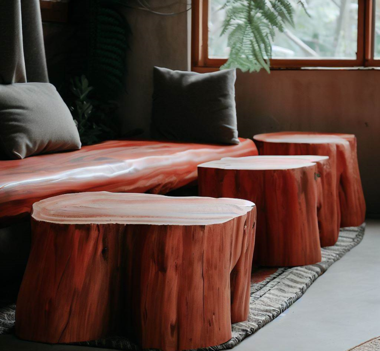 Red Cedar Log Wood Benches ideas