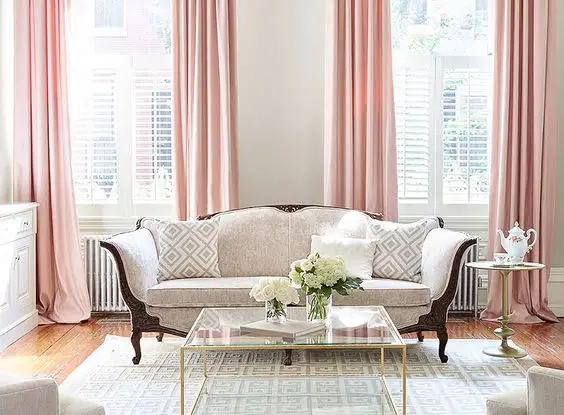 pink curtain living room ideas