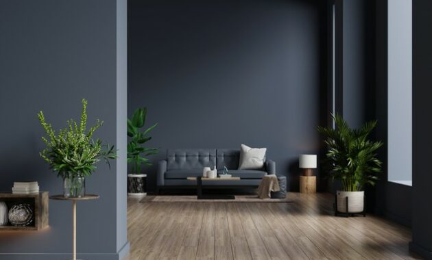 Beautiful dark living room gray couch