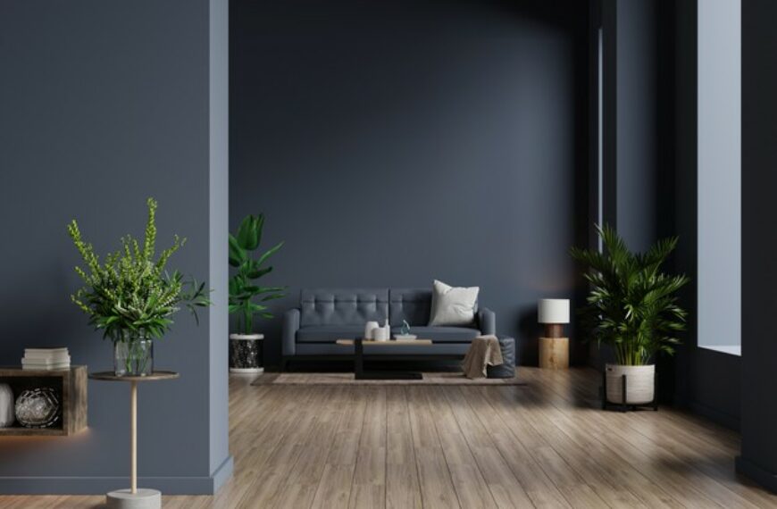 Beautiful dark living room gray couch