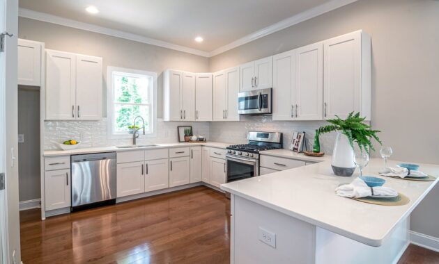 do kitchen cabinets go on top of flooring