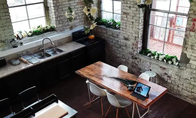 inside house wall window kitchen table chairs dining area