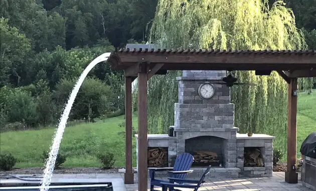 Pergola waterfall backyard