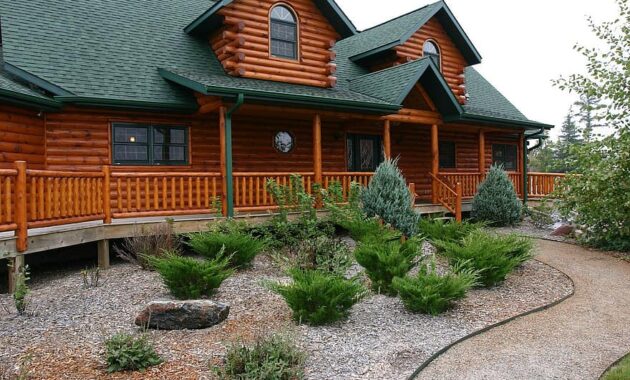 log home house cabin log cabin landscaping home log building country