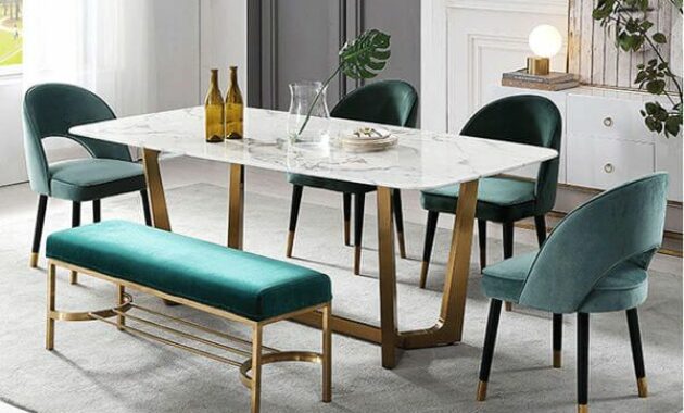 Glamorous dining table with bench