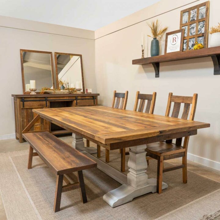 Rustic farmhouse dining table