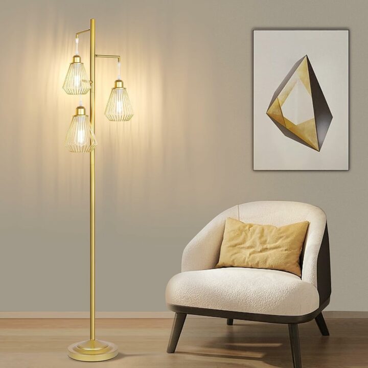 Brass gold standing lamp