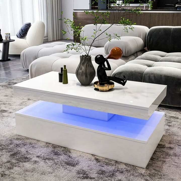 LED Lit Wood Coffee Table