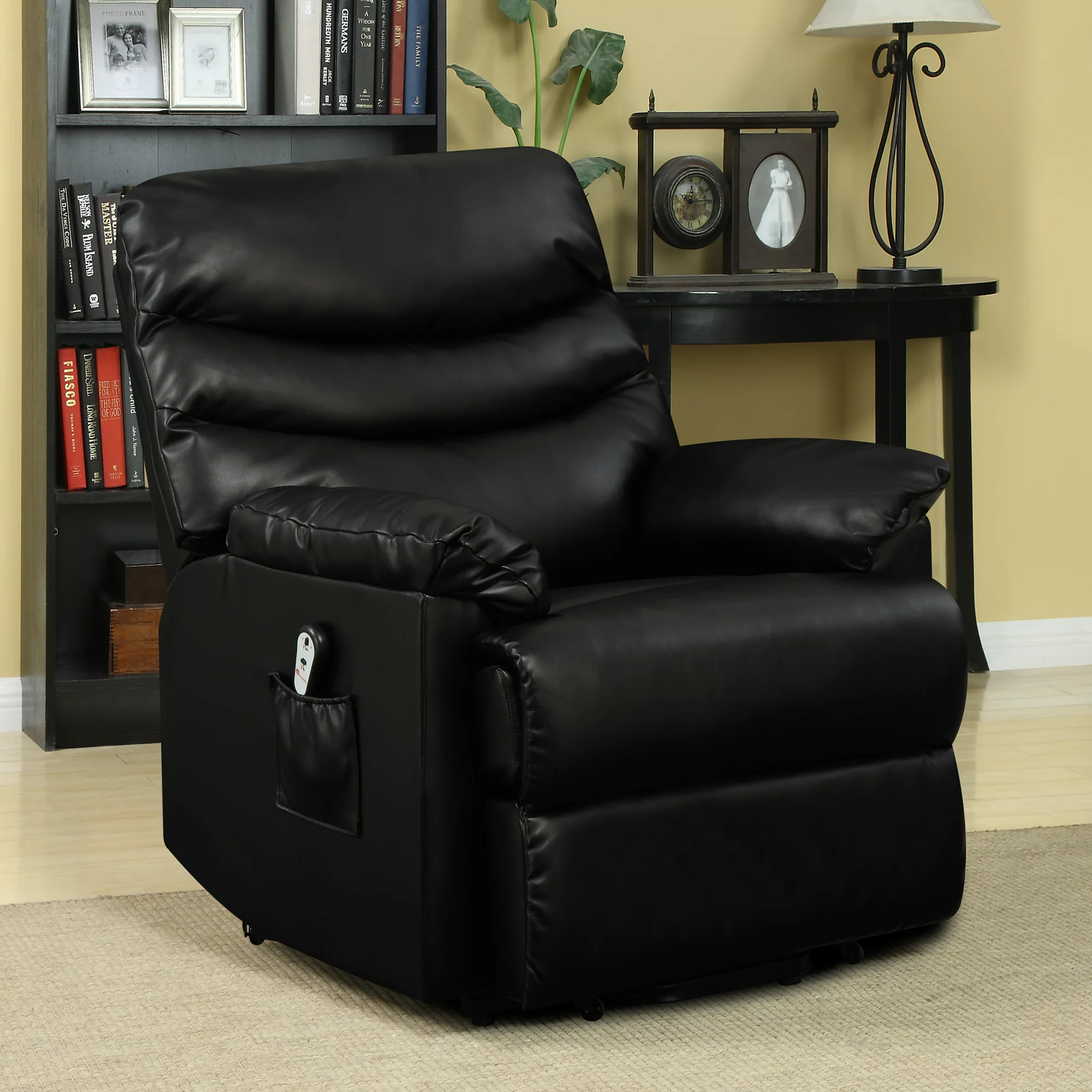 ProLounger Lya Black Renu Leather Power Recline and Lift Wall Hugger Chair