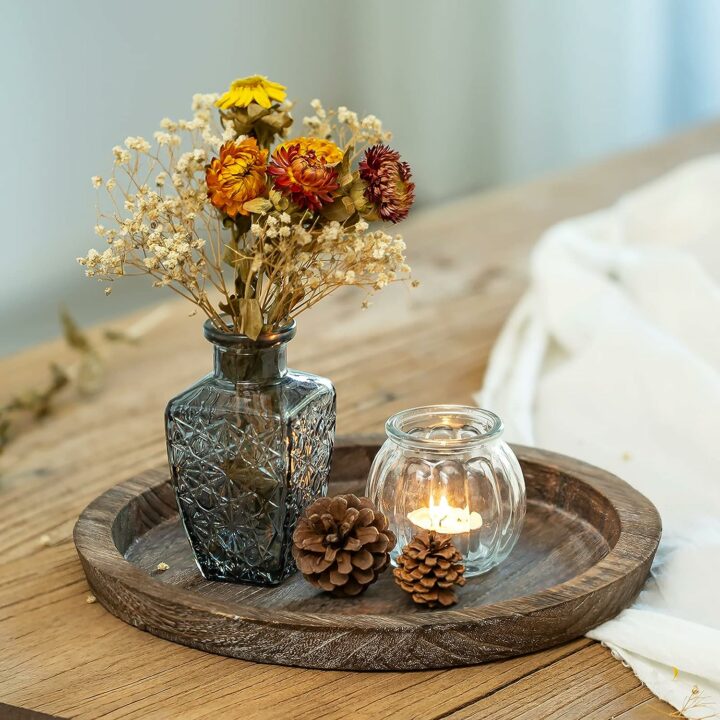 Romadedi Rustic Wooden Tray Candle Holder
